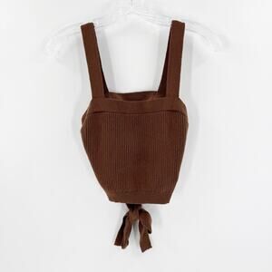 Social Tourist Brown Knit Tie Back Crop Tank Coquette Y2K Top M